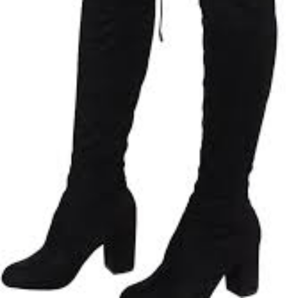 Ladies Black Above the knee heeled suede boots 9.5